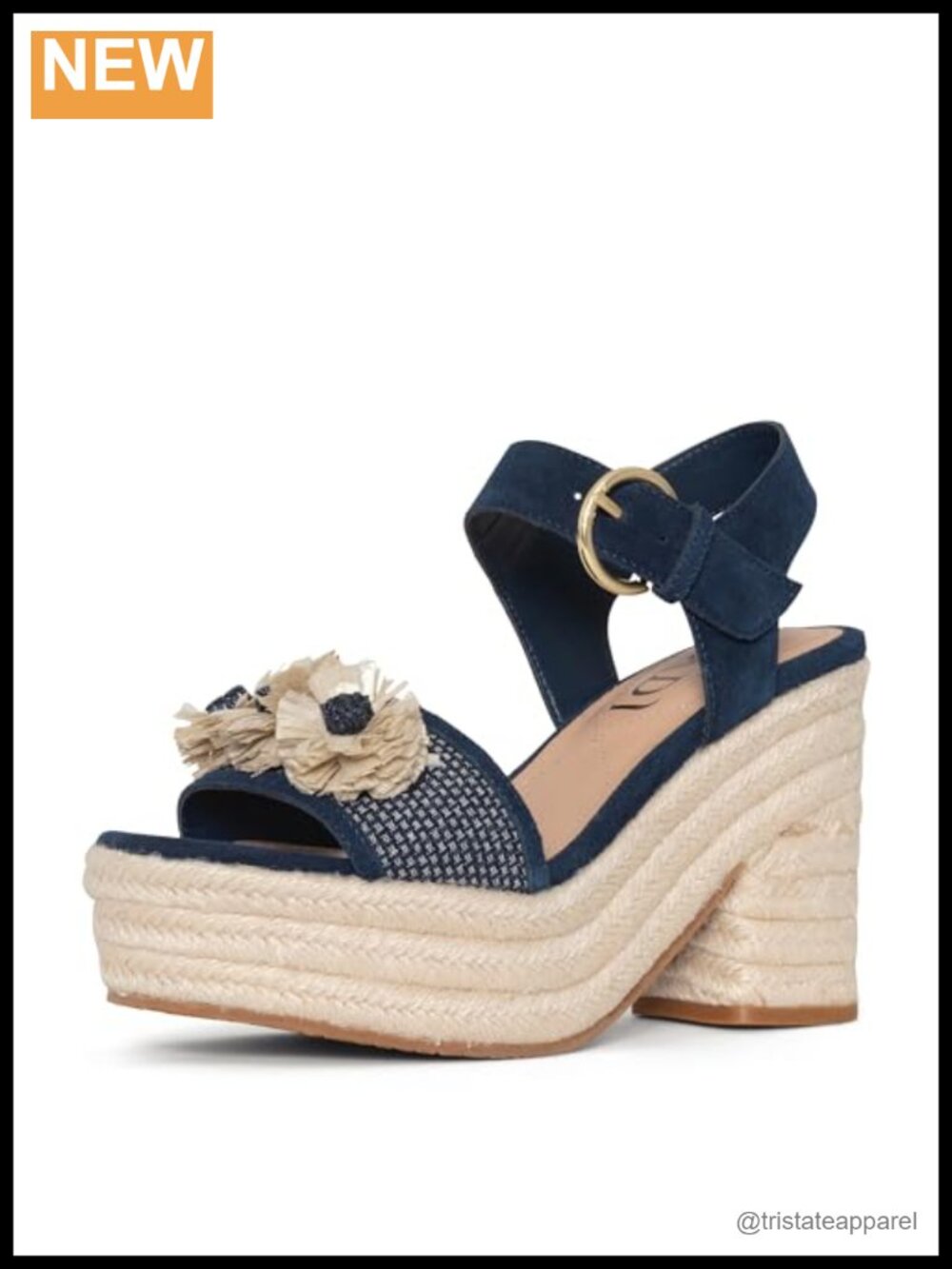 Platform Sandals Suede Denim Ankle Strap Comfortable